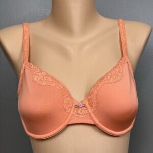 Vintage Warner's Bra 38B Orange Underwire Style 01599 Soft Light Lined Plushline
